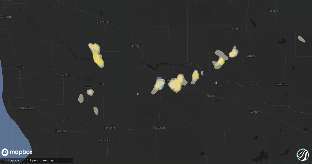 Hail map in Childress, TX on July 31, 2026