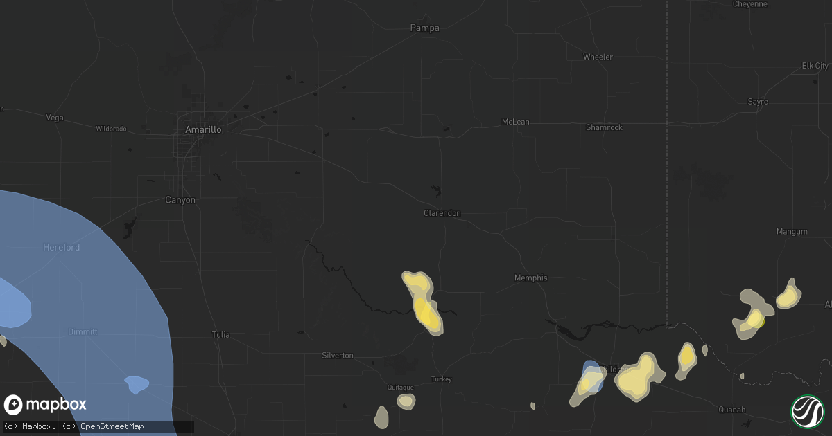 Hail map in Clarendon, TX on July 31, 2026