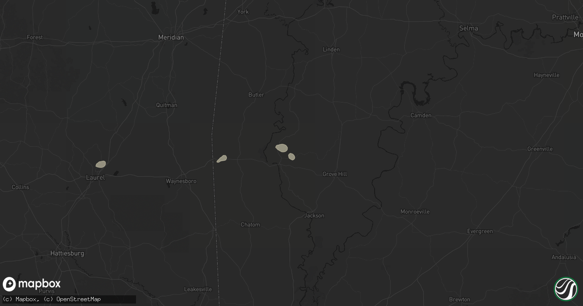 Hail map in Coffeeville, AL on July 31, 2026