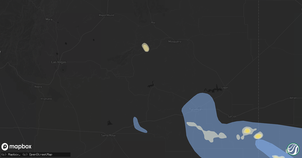 Hail map in Conchas Dam, NM on July 31, 2026