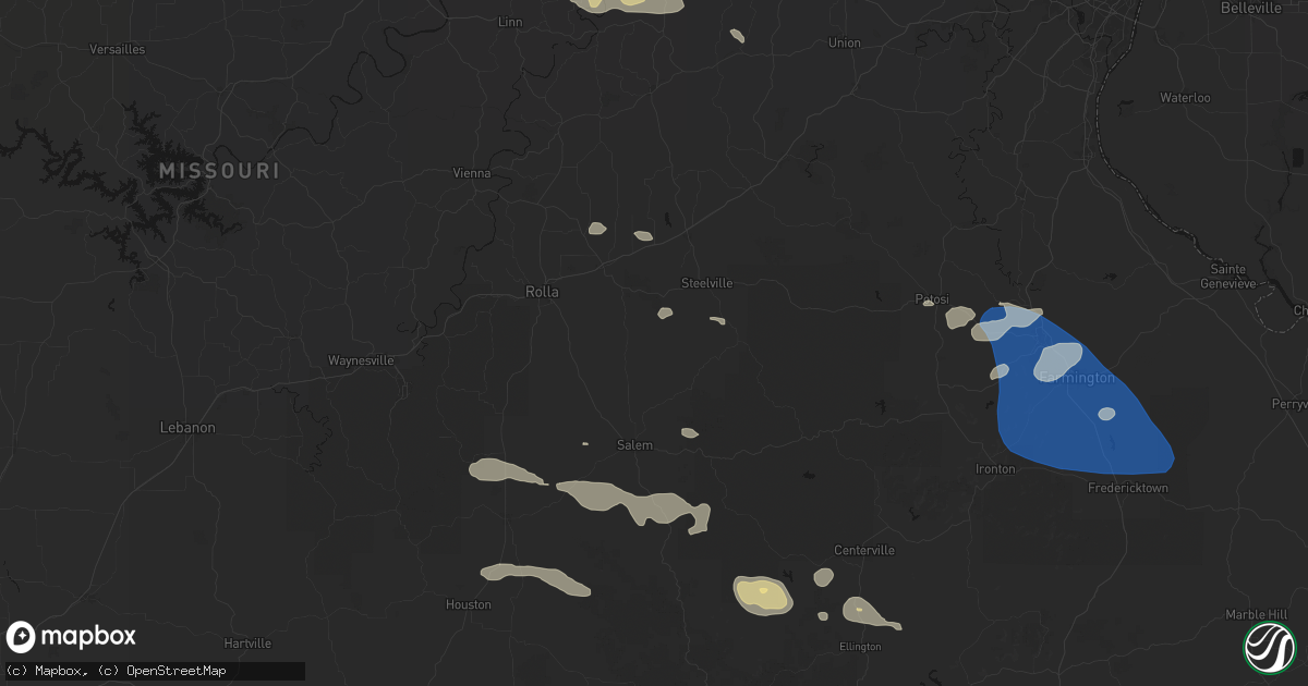 Hail map in Cook Sta, MO on July 31, 2026