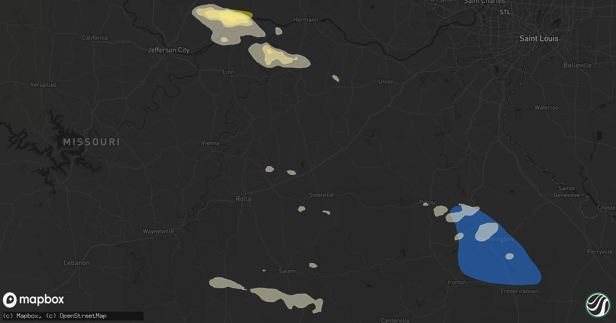 Hail map in Cuba, MO on July 31, 2026