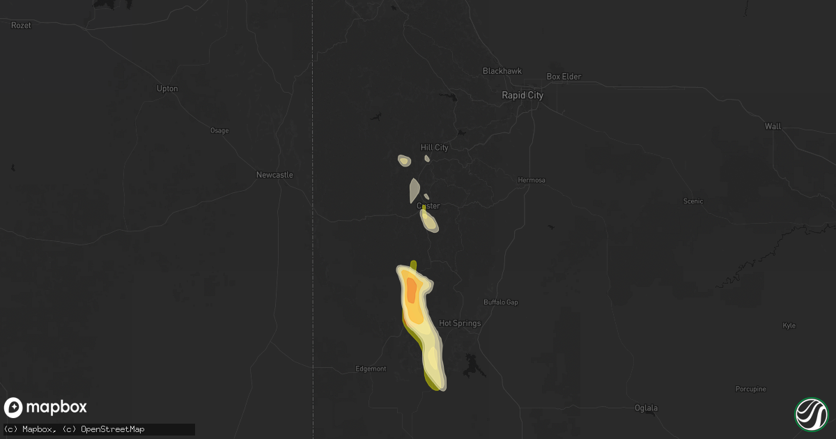 Hail map in Custer, SD on July 31, 2026