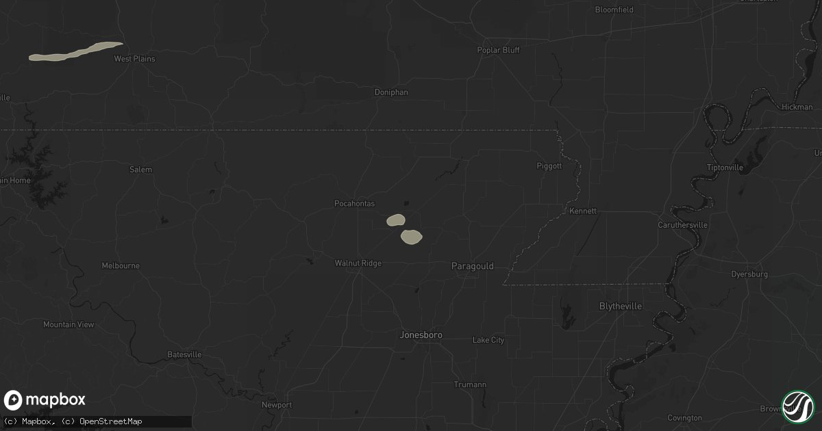 Hail map in Delaplaine, AR on July 31, 2026