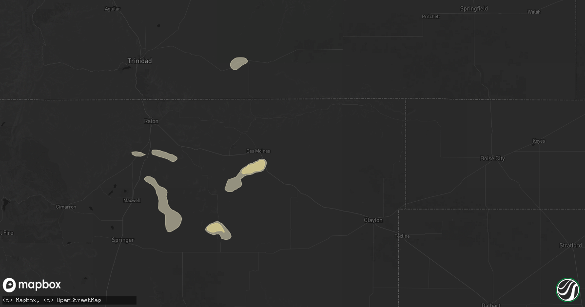 Hail map in Des Moines, NM on July 31, 2026