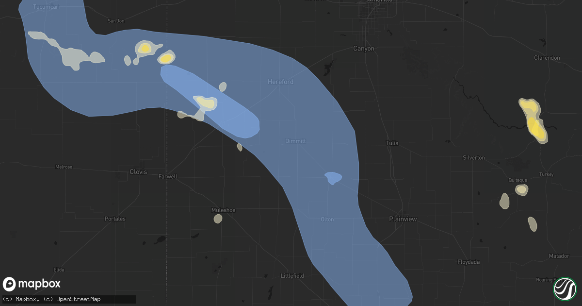 Hail map in Dimmitt, TX on July 31, 2026