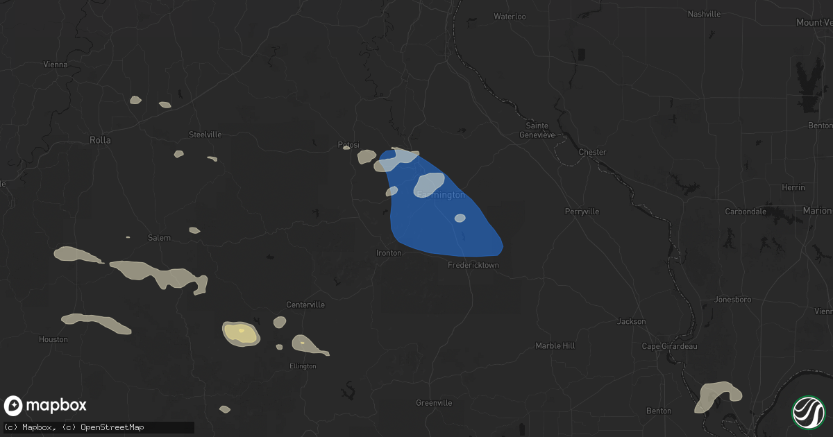 Hail map in Doe Run, MO on July 31, 2026