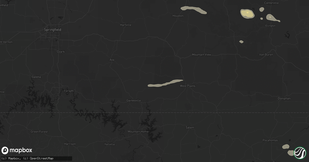 Hail map in Dora, MO on July 31, 2026