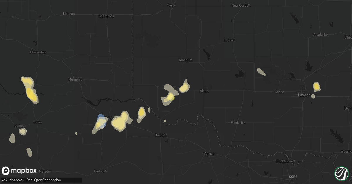 Hail map in Duke, OK on July 31, 2026