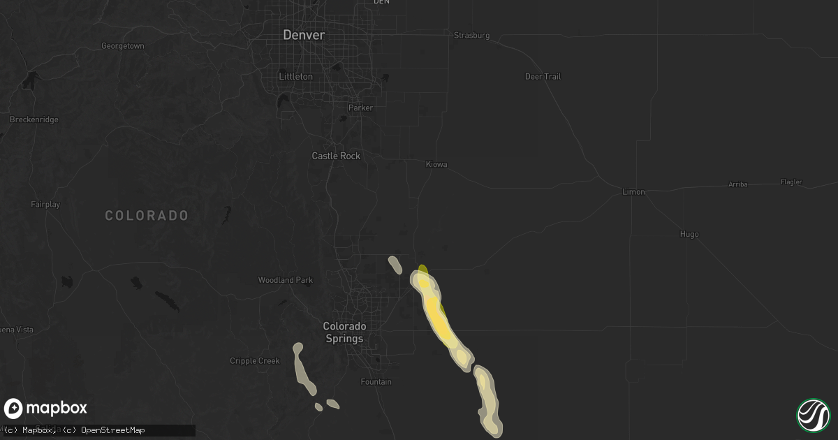Hail map in Elbert, CO on July 31, 2026