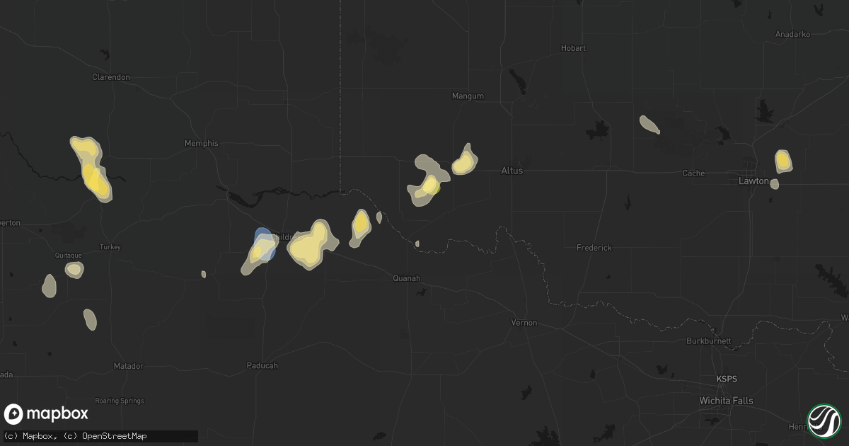Hail map in Eldorado, OK on July 31, 2026