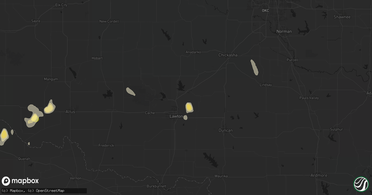 Hail map in Elgin, OK on July 31, 2026