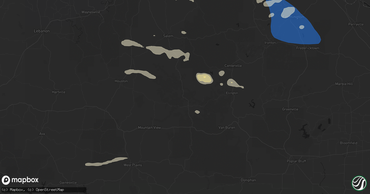 Hail map in Eminence, MO on July 31, 2026