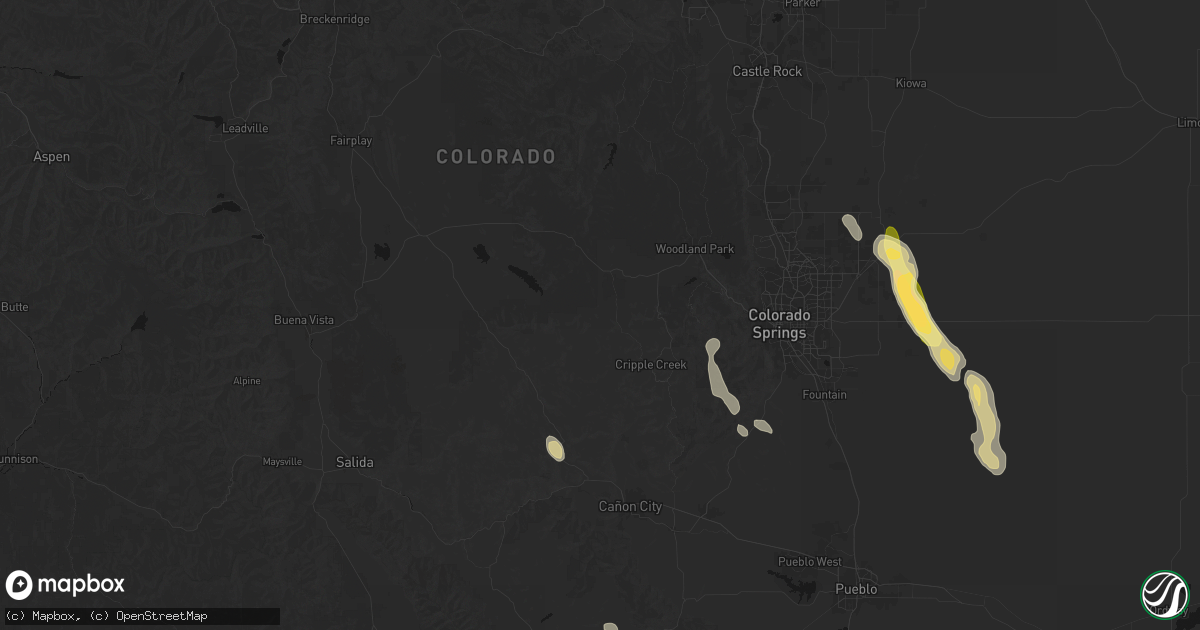 Hail map in Florissant, CO on July 31, 2026