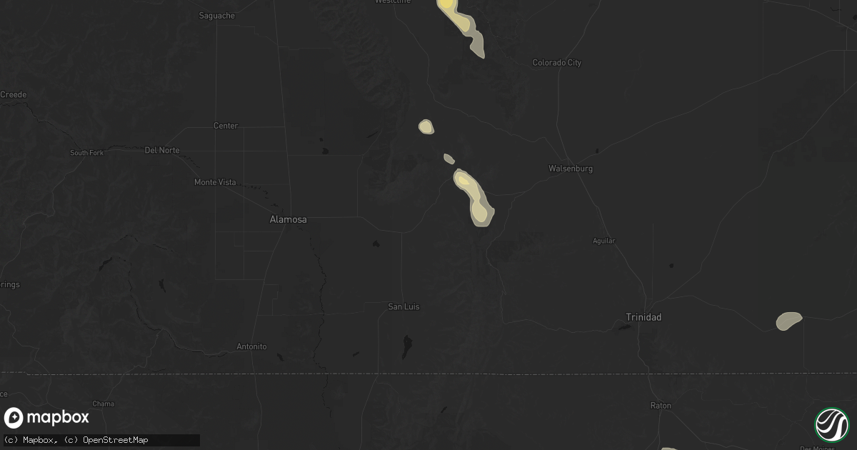 Hail map in Fort Garland, CO on July 31, 2026