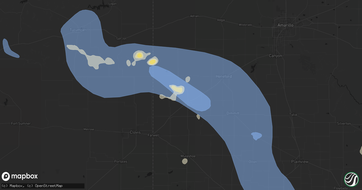 Hail map in Friona, TX on July 31, 2026