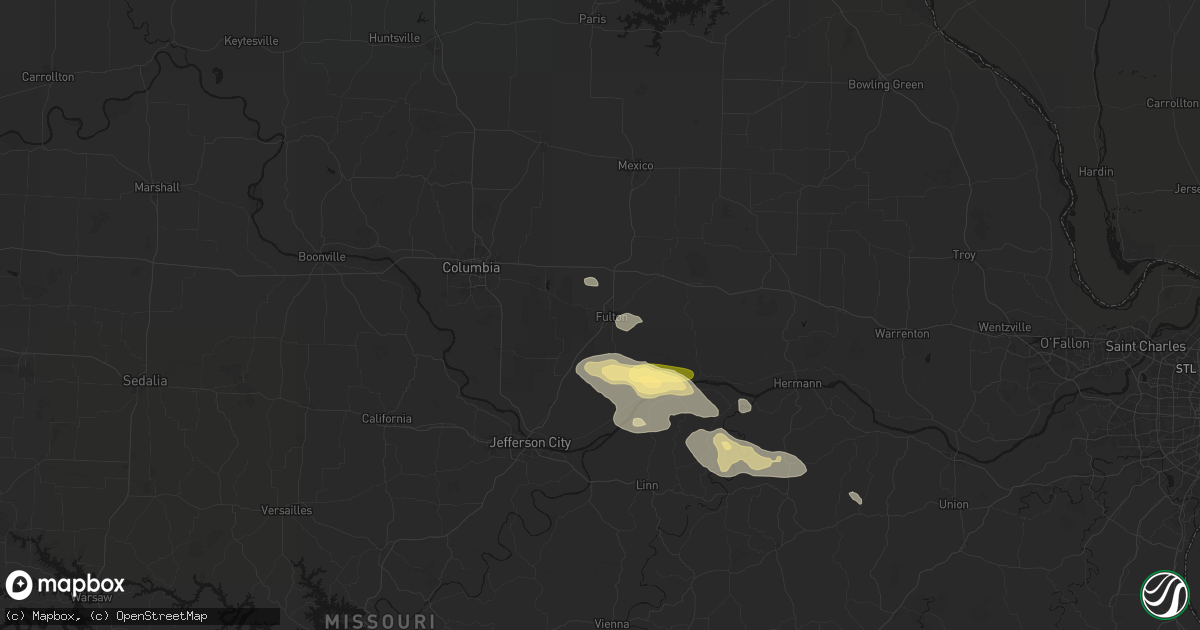 Hail map in Fulton, MO on July 31, 2026