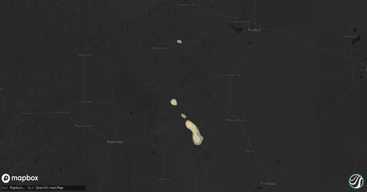 Hail map in Gardner, CO on July 31, 2026