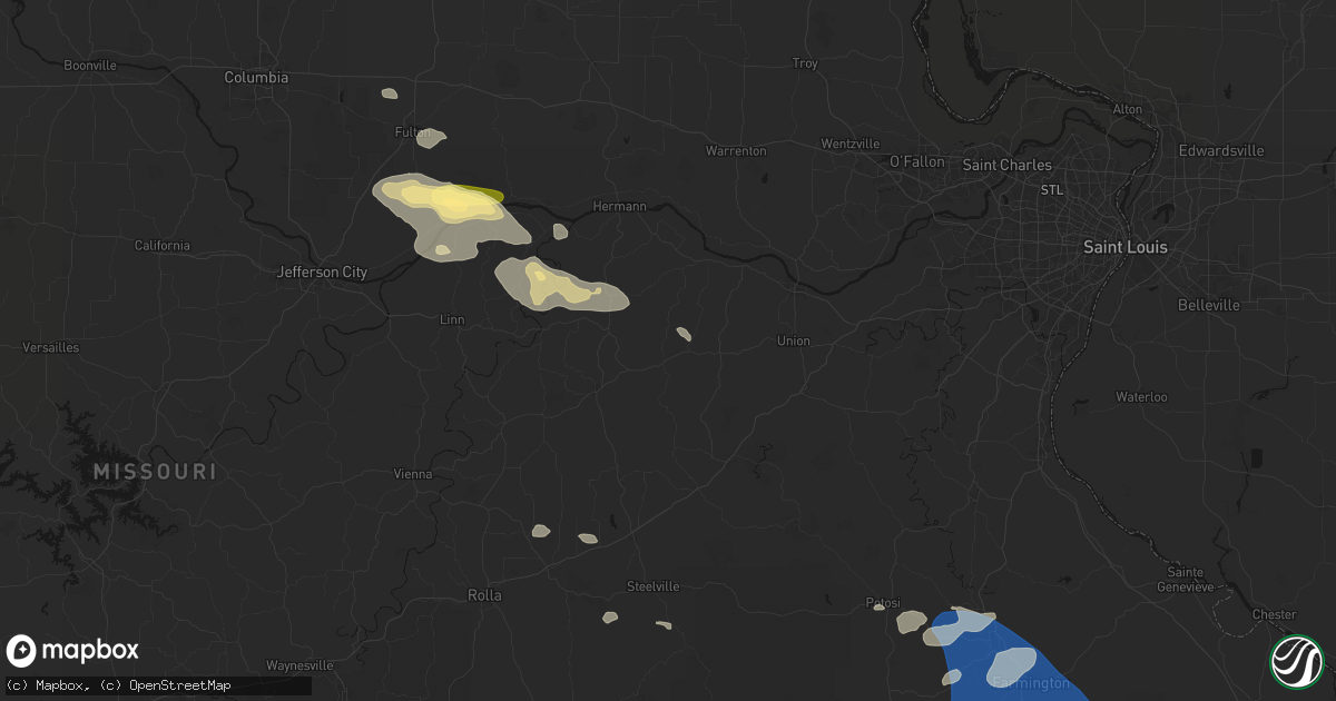 Hail map in Gerald, MO on July 31, 2026
