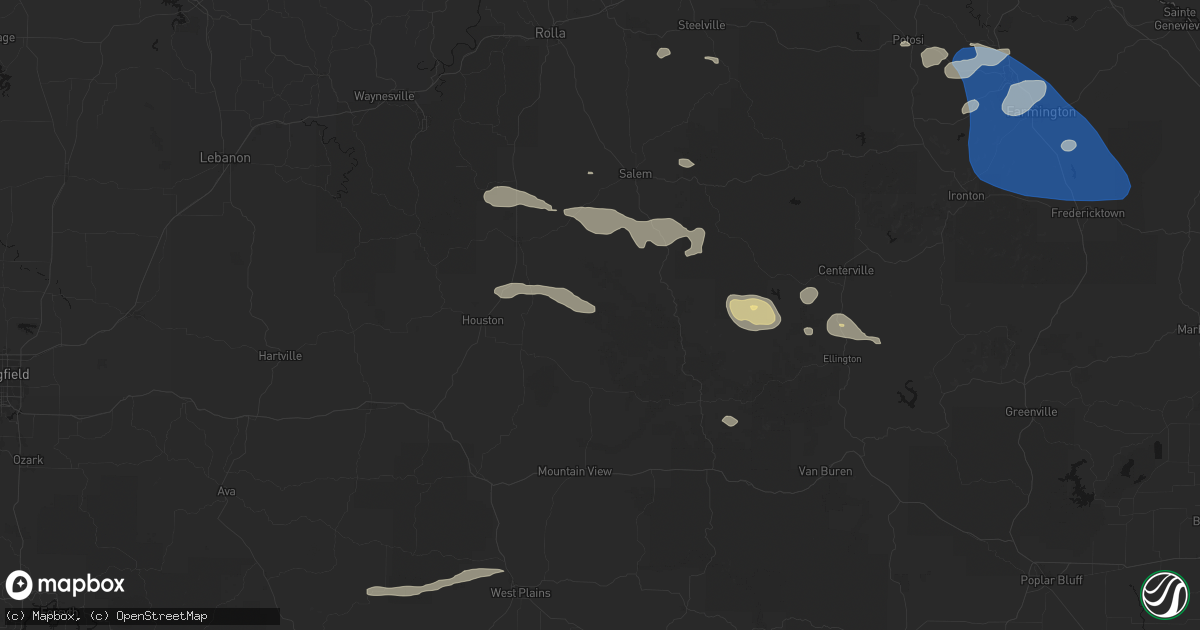 Hail map in Hartshorn, MO on July 31, 2026