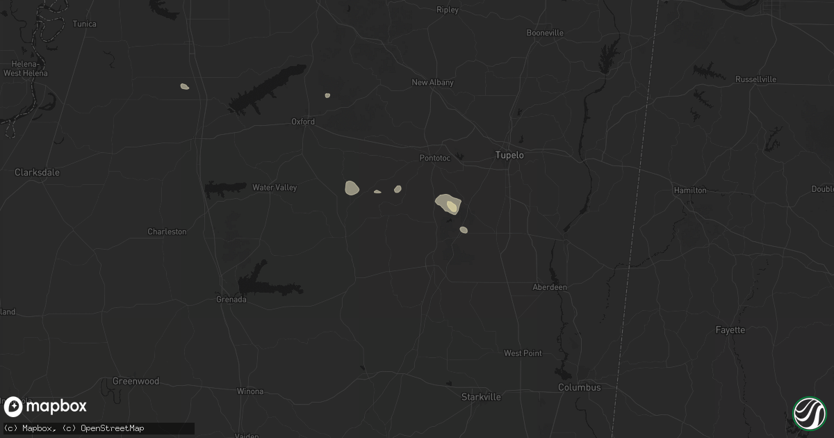 Hail map in Houlka, MS on July 31, 2026