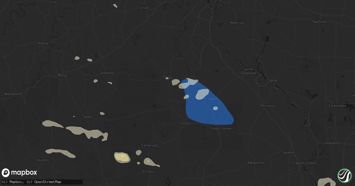 Hail map in Irondale, MO on July 31, 2026