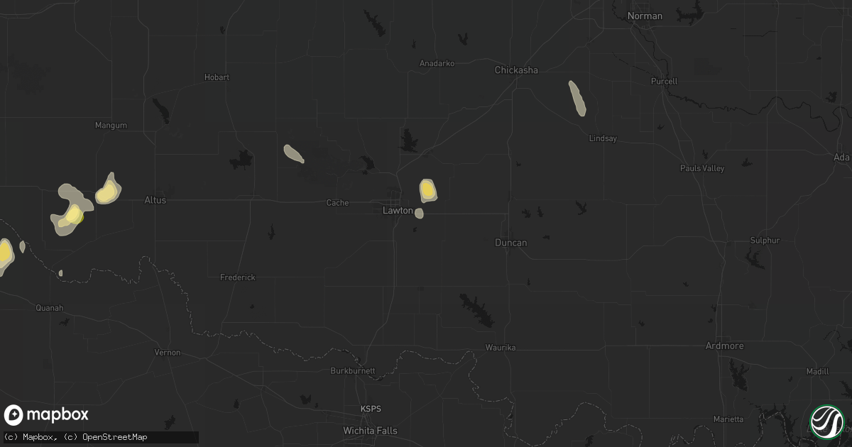 Hail map in Lawton, OK on July 31, 2026