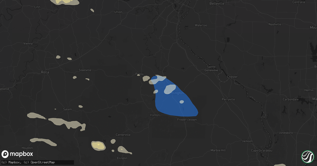 Hail map in Leadwood, MO on July 31, 2026