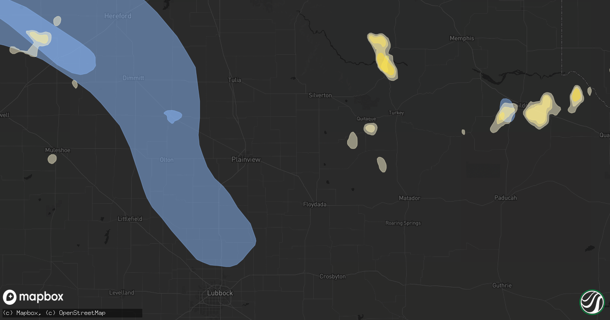 Hail map in Lockney, TX on July 31, 2026