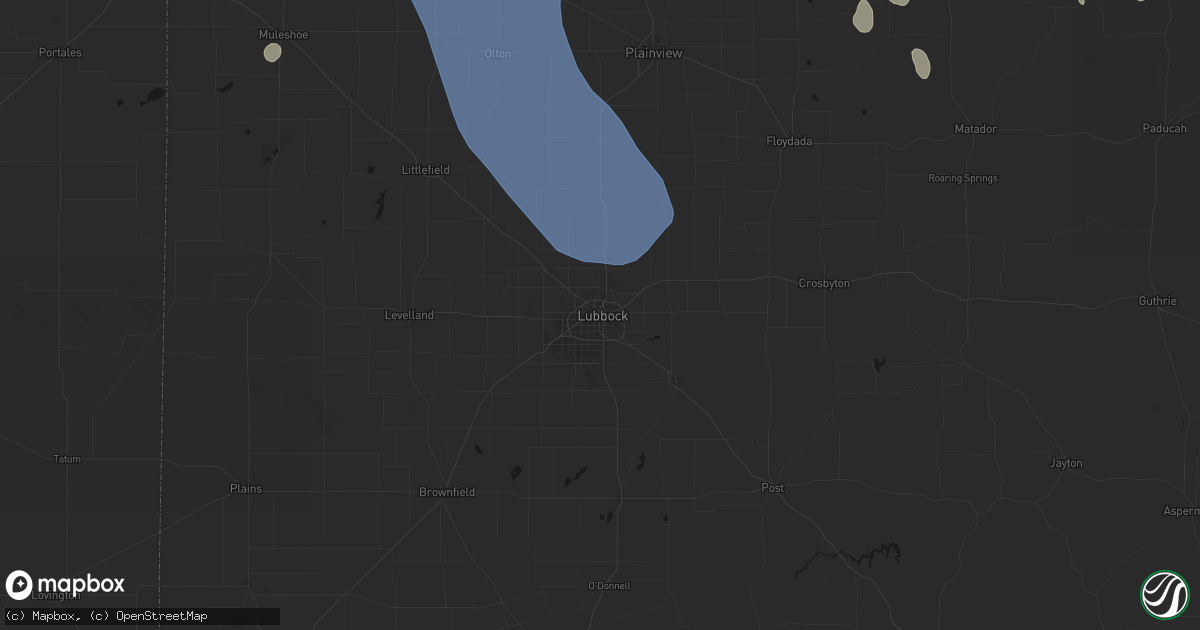 Hail map in Lubbock, TX on July 31, 2026