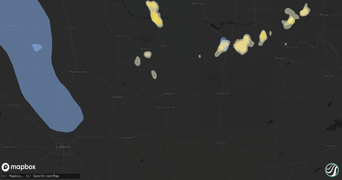 Hail map in Matador, TX on July 31, 2026