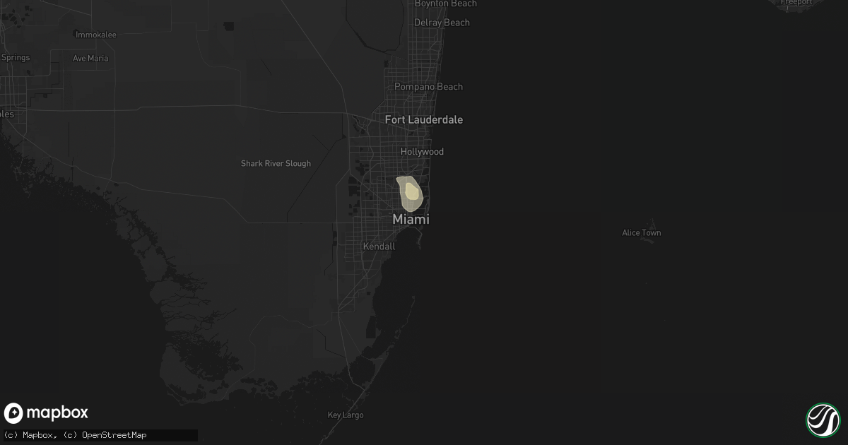 Hail map in Miami Beach, FL on July 31, 2026