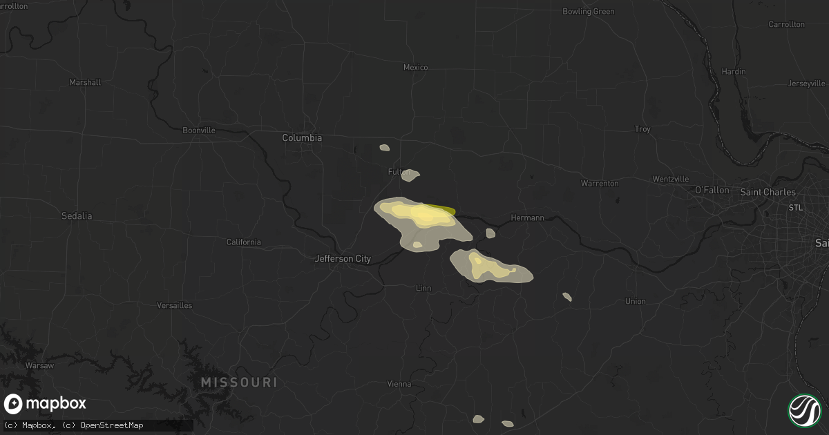 Hail map in Mokane, MO on July 31, 2026
