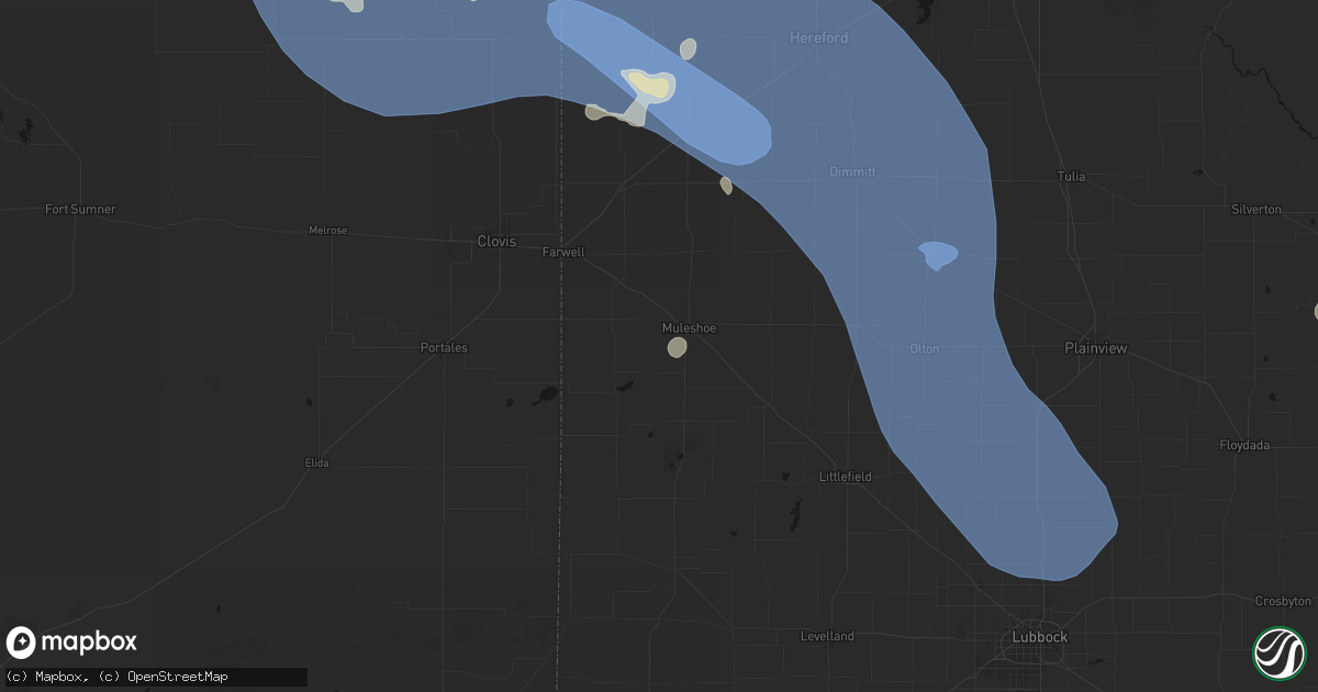 Hail map in Muleshoe, TX on July 31, 2026