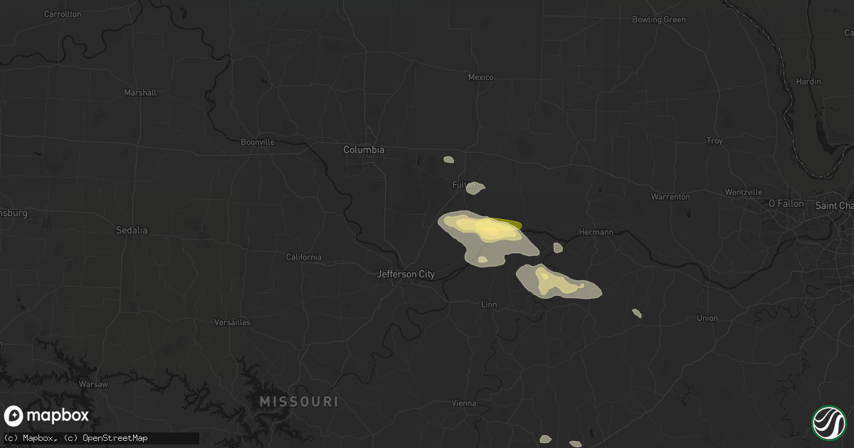 Hail map in New Bloomfield, MO on July 31, 2026