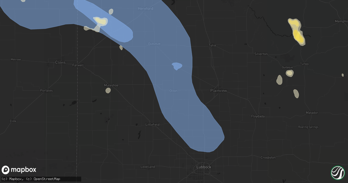 Hail map in Olton, TX on July 31, 2026
