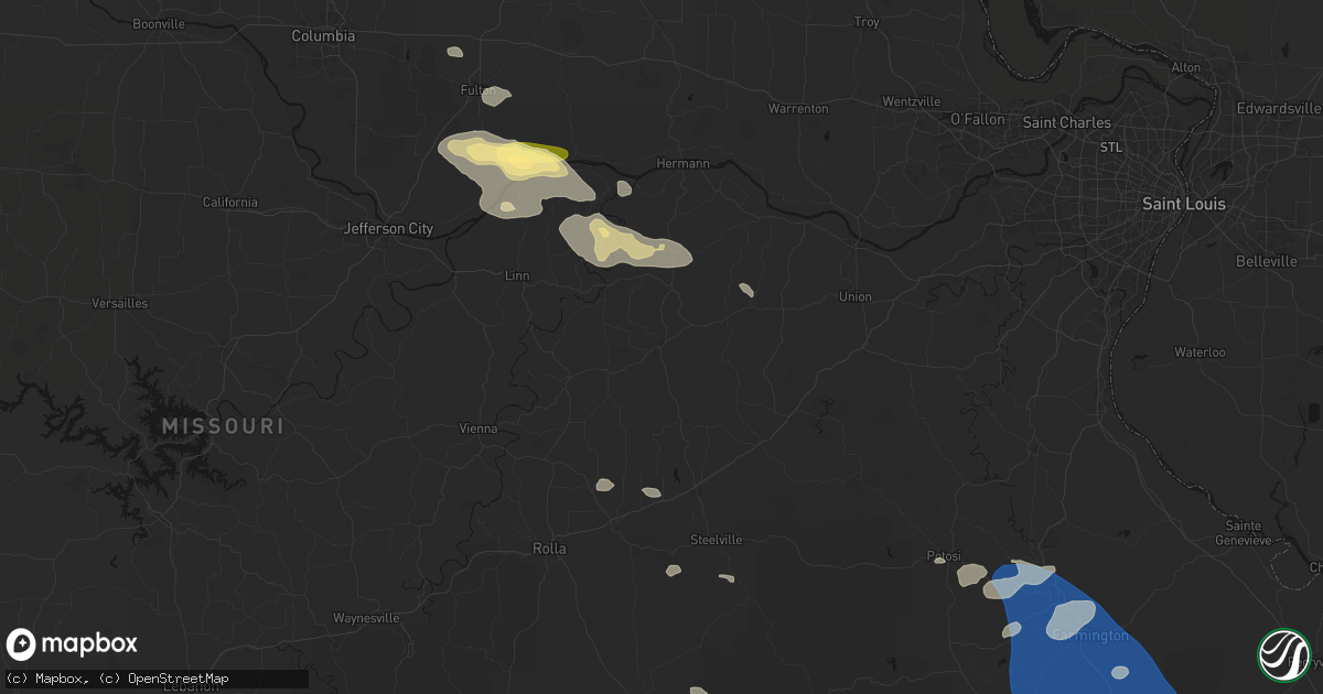Hail map in Owensville, MO on July 31, 2026