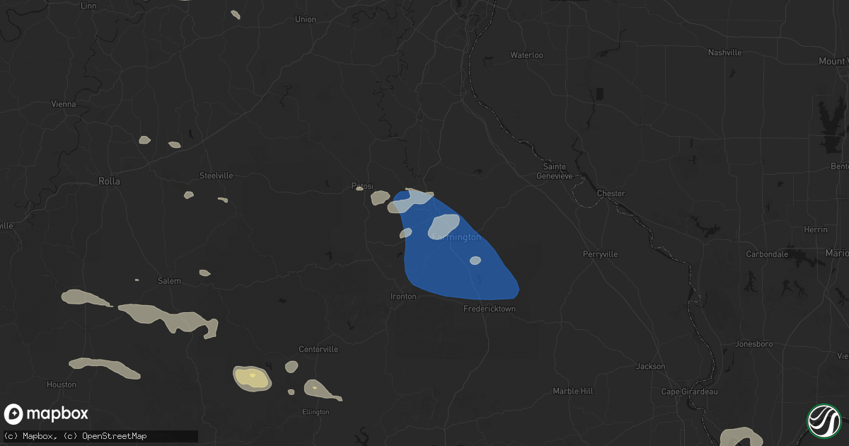 Hail map in Park Hills, MO on July 31, 2026