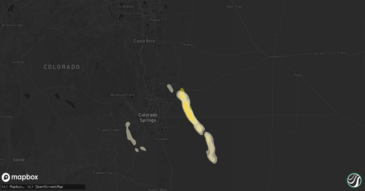 Hail map in Peyton, CO on July 31, 2026