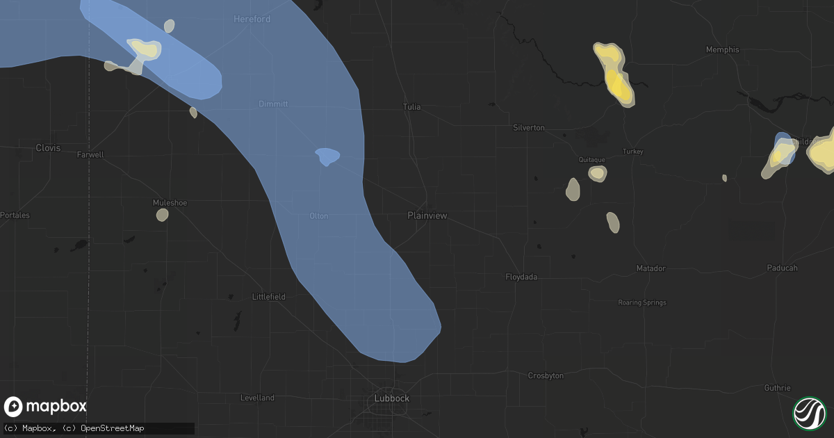 Hail map in Plainview, TX on July 31, 2026
