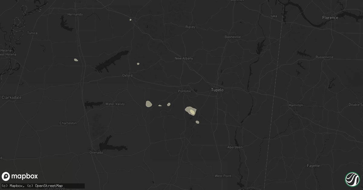 Hail map in Pontotoc, MS on July 31, 2026