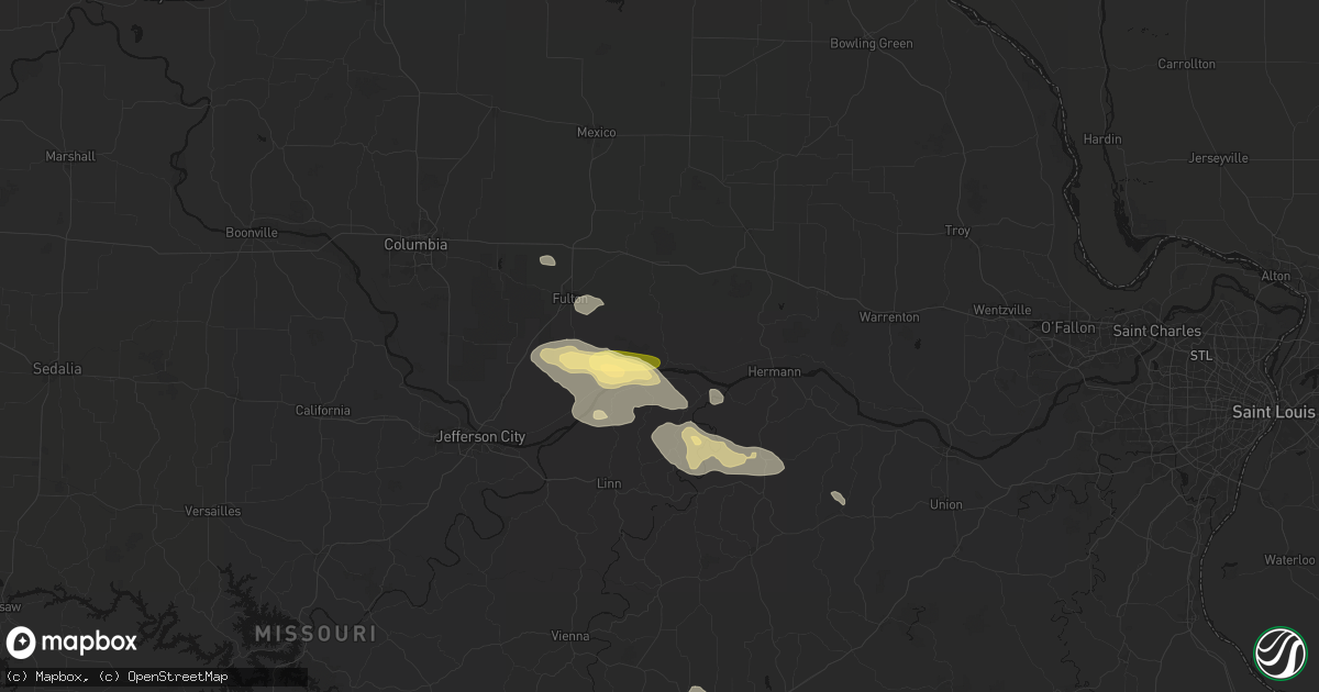 Hail map in Portland, MO on July 31, 2026