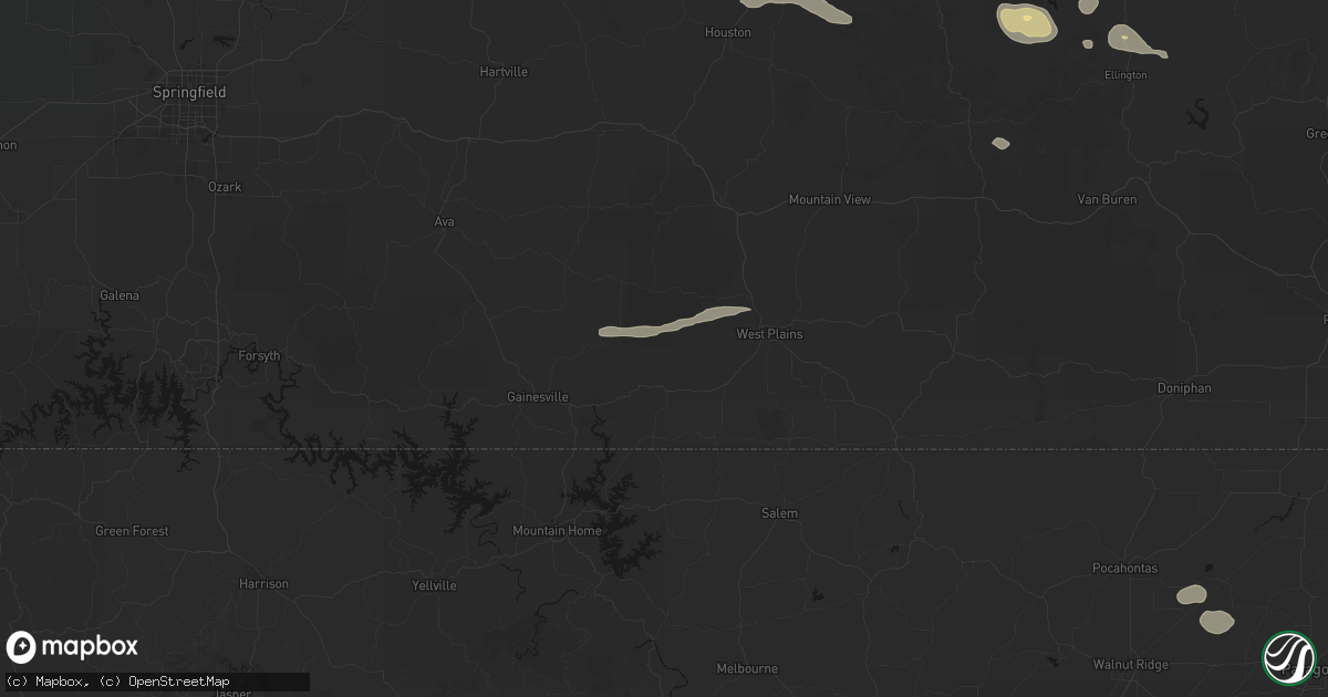 Hail map in Pottersville, MO on July 31, 2026