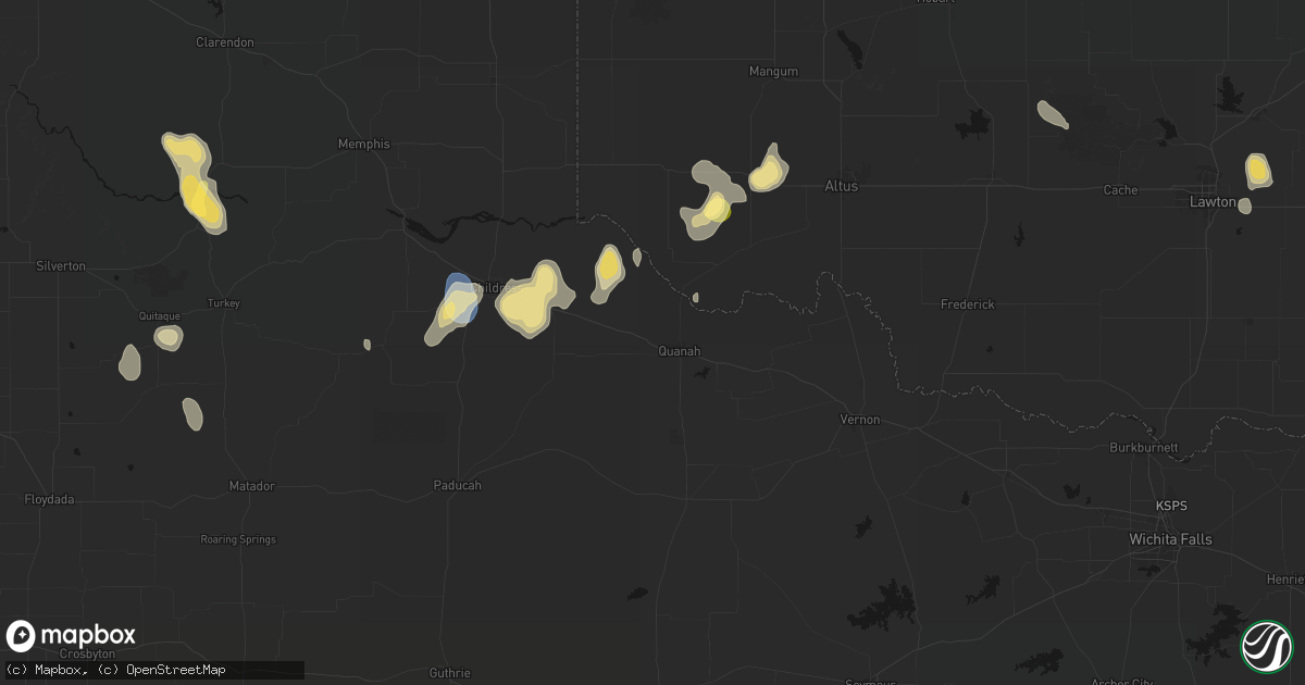 Hail map in Quanah, TX on July 31, 2026