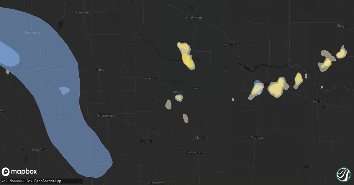 Hail map in Quitaque, TX on July 31, 2026