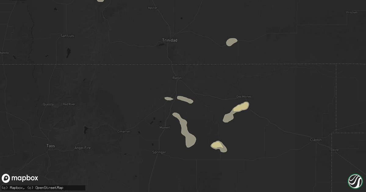 Hail map in Raton, NM on July 31, 2026