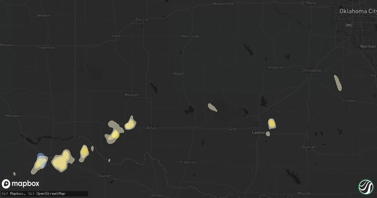 Hail map in Roosevelt, OK on July 31, 2026