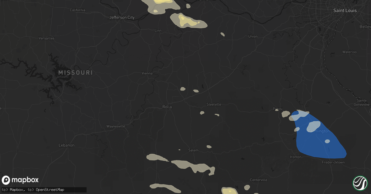 Hail map in Saint James, MO on July 31, 2026