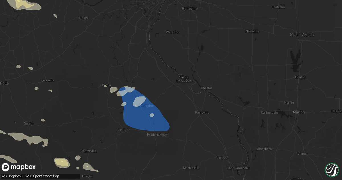 Hail map in Sainte Genevieve, MO on July 31, 2026