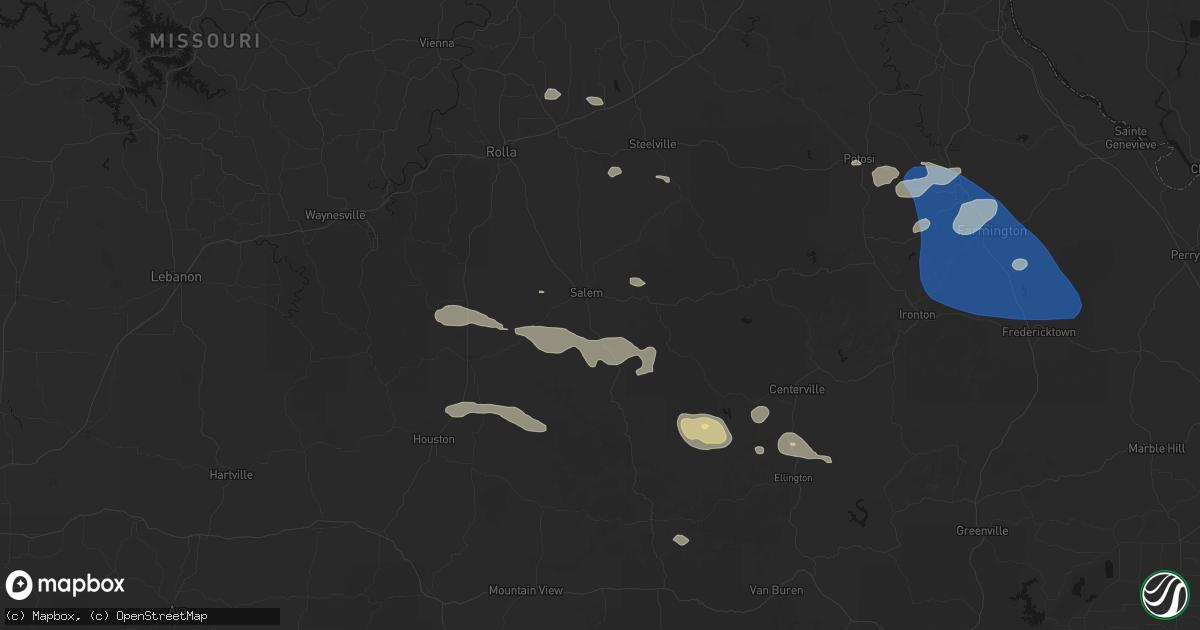 Hail map in Salem, MO on July 31, 2026